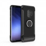 Wholesale Galaxy S9 360 Rotating Ring Stand Hybrid Case with Metal Plate (Black)